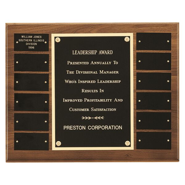 12" x 15"/Plates 1 1/2" x 3" American 12 Plate Perpetual Plaque with Brass Plates Thumbnail