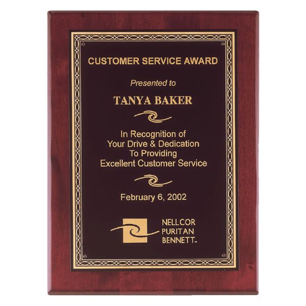 9" x 12" Airflyte Premium Piano Finish Plaque with Florentine Border Laserable Brass Plate Thumbnail