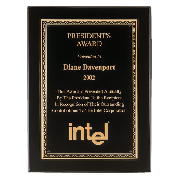 11" x 14" Airflyte Premium Piano Finish Plaque with Florentine Border Laserable Brass Plate Thumbnail