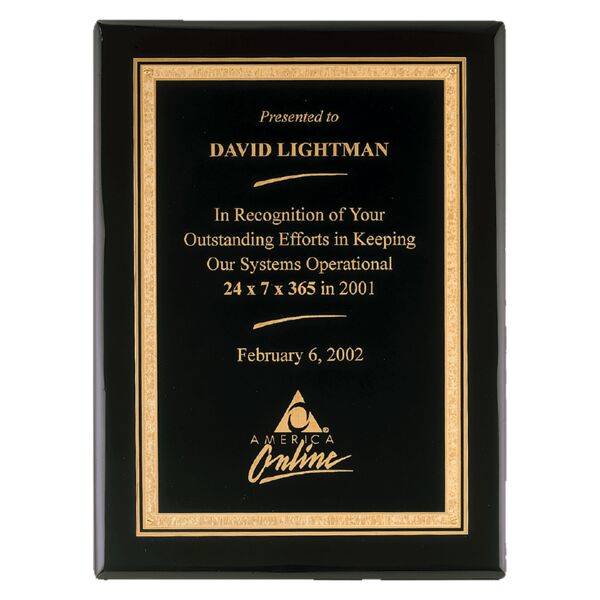 11" x 14" Airflyte Premium Piano Finish Plaque with Florentine Border LaserFX Plate Thumbnail