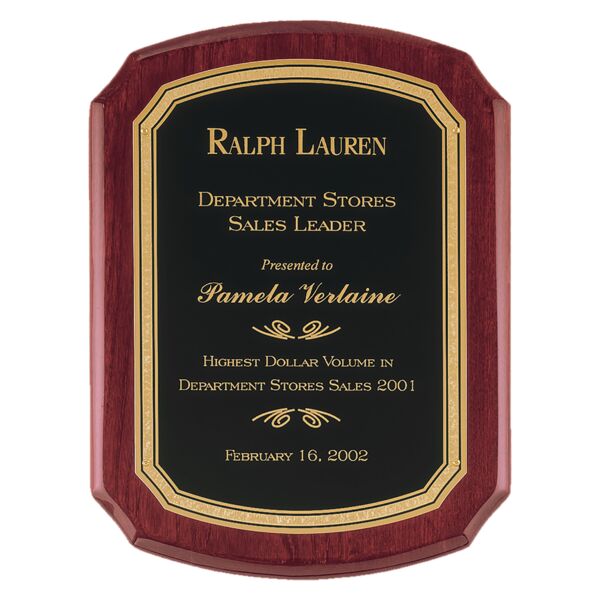 8" x 10 1/2" Airflyte Piano Finish Plaque with Florentine Border LaserFX Plate Thumbnail