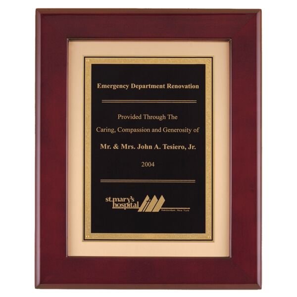12" x 15" Piano Finish Frame with LaserFX Plate on Brushed Metal Background Thumbnail