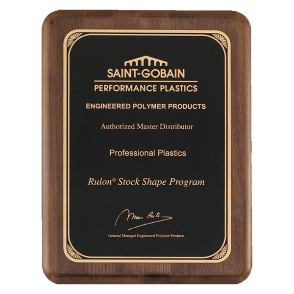 8" x 10 1/2" Airflyte Premium Piano Finish Plaque with Florentine Border LaserFX Plate Thumbnail