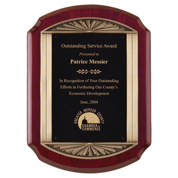 11" x 15" Piano Finish Plaque with Antique Finish Frame Casting with LaserFX Engraving Plate Thumbnail