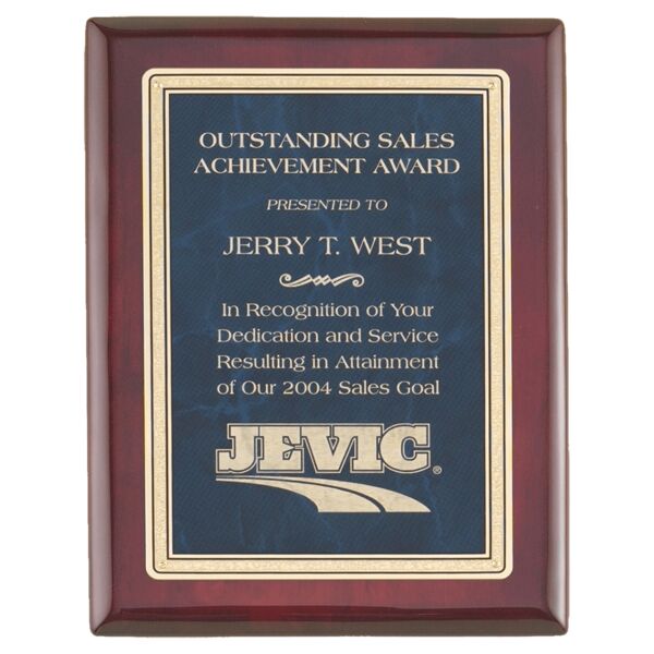 9" x 12" Piano Finish Plaque with a Sapphire Marble/ Florentine Design LaserFX Plate Thumbnail