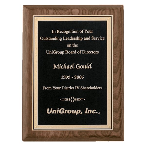 8" x 10" Airflyte Piano Finish Plaque with Textured Florentine Border LaserFX Plate Thumbnail