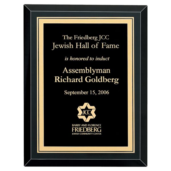 7" x 9" Airflyte Premium Mirror Glass Plaque with Florentine Border LaserFX Plate Thumbnail