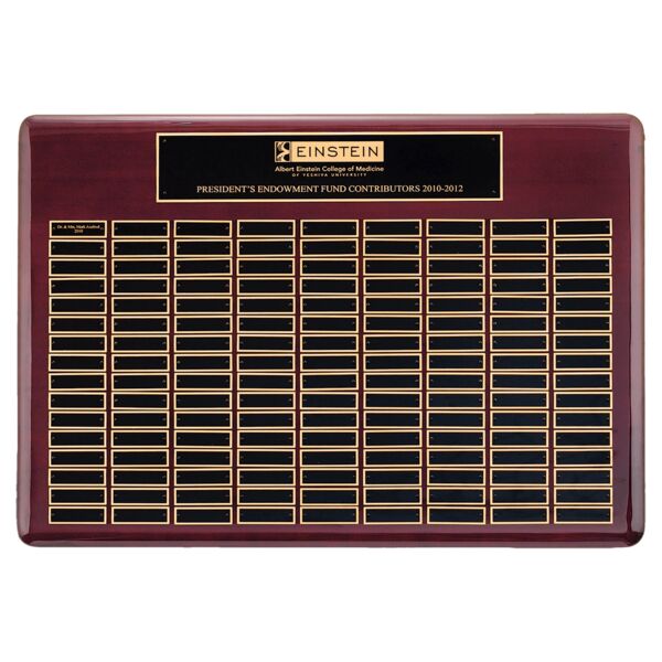 22" x 30"/Plates 7/8" x 2 3/4" Piano Finish 96 Plate Perpetual Plaque with Brass Plates Thumbnail