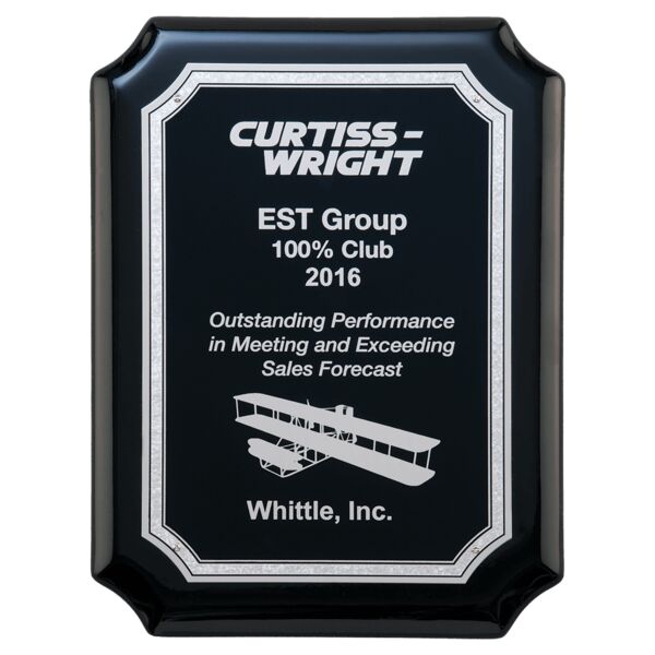 7" x 9" High Gloss Plaque with Florentine Border Laserable Aluminum Plate Thumbnail