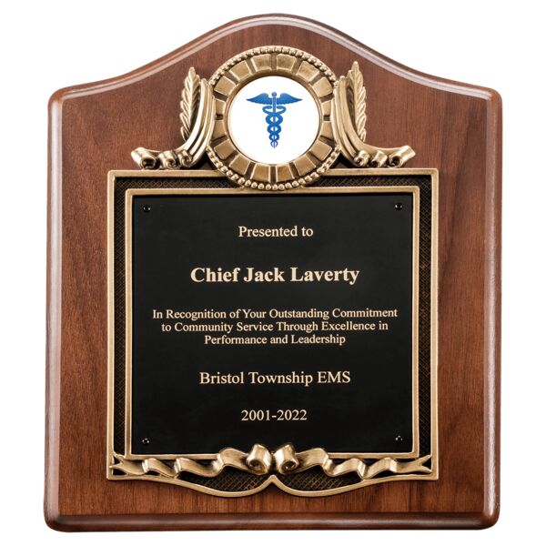 10" x 12" American Plaque with Border Decorative Frame with 2" Insert Holder, Laserable Brass Plate- Witney Series Thumbnail