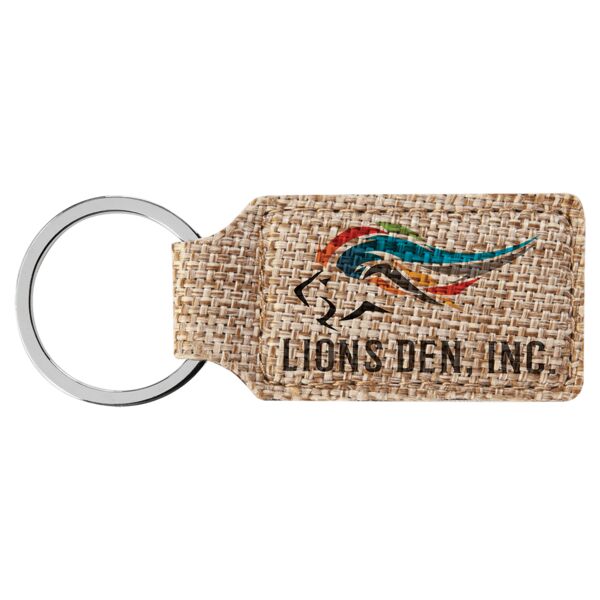 2 3/4" x 1 1/4" Rectangle Sublimatable Burlap Keychain Thumbnail