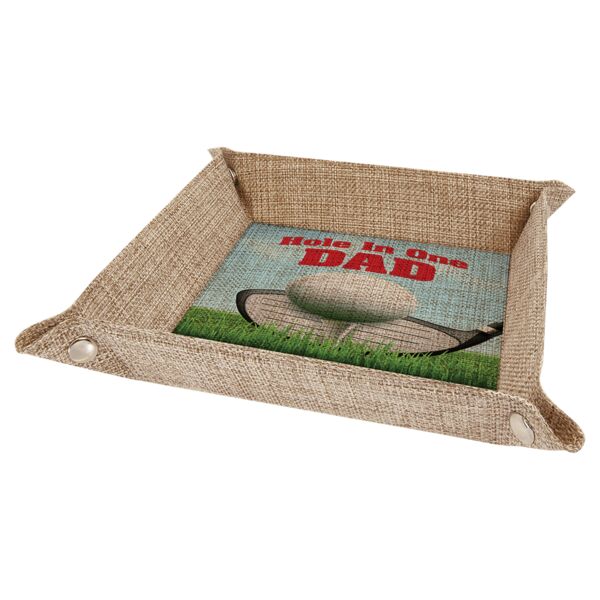 6" x 6" Sublimatable Burlap Snap Up Tray with Snaps Thumbnail