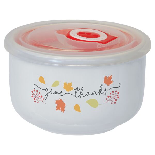 2.36" x 3.58" Sublimatable Ceramic Storage Bowl with Flexible Plastic Lid Thumbnail