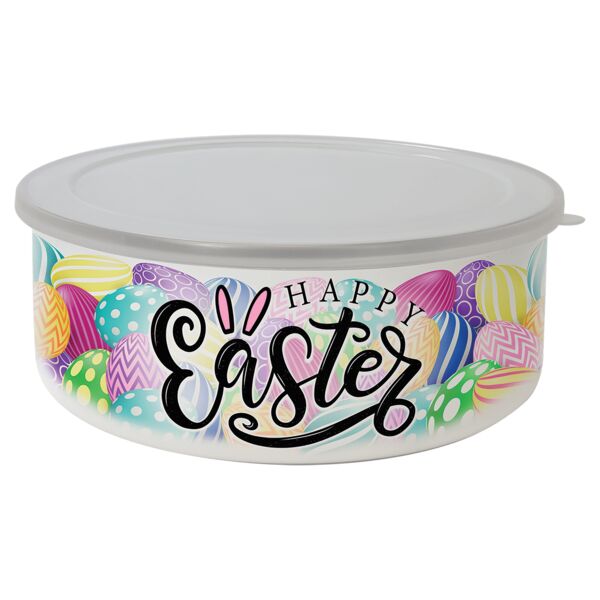 50 oz. Short Enamel Bowl with Lid Thumbnail