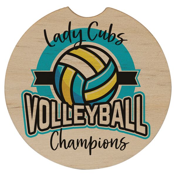 2 1/2" Round Sublimatable Wood Car Coaster Thumbnail