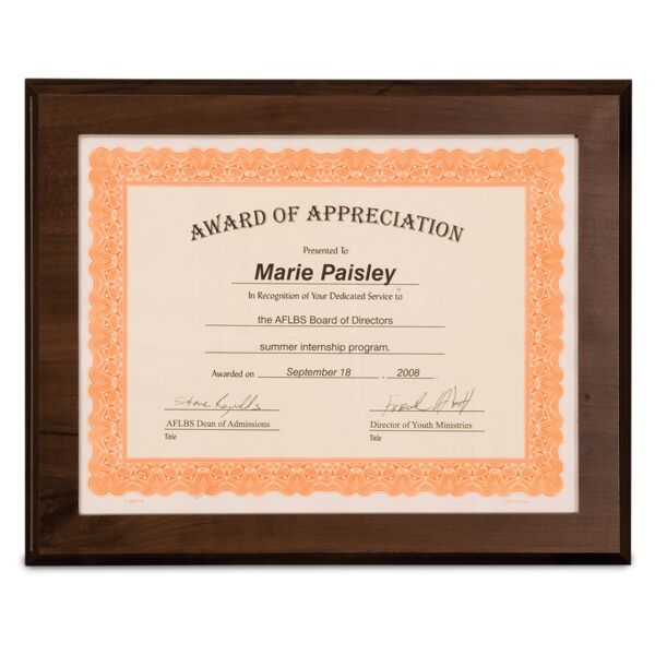 13" x 10 1/2" Finish Slide-In Frame Plaque with 11" x 8 1/2" Window Thumbnail