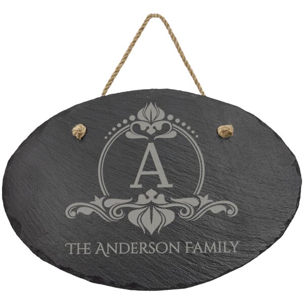 11 3/4" x 7 3/4" Oval Slate Decor with Hanger String Thumbnail