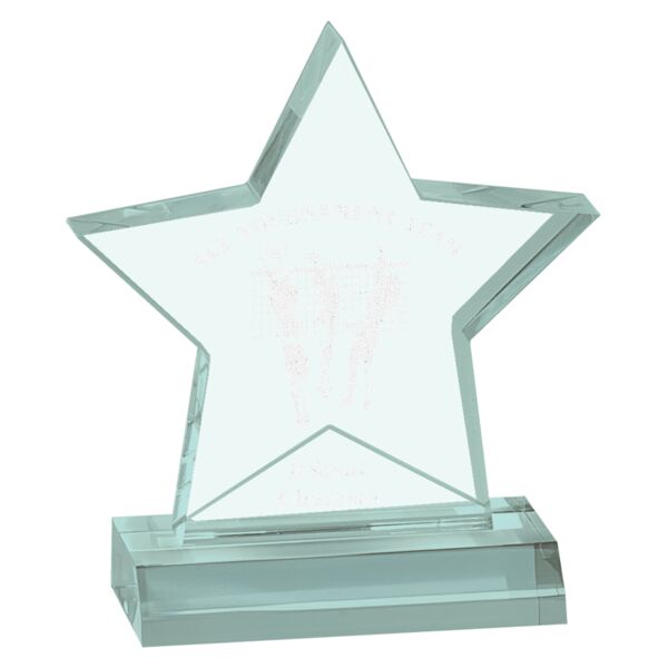 5" x 5" Jade Star Acrylic Award with 4" Base Thumbnail