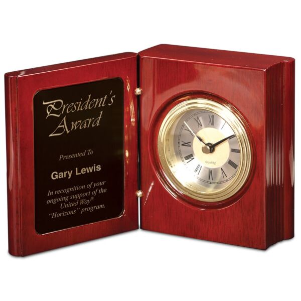 5 3/8" Piano Finish Book Clock Thumbnail