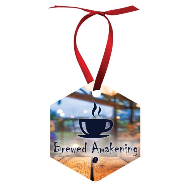 2.6" x 3" Gloss Unisub Aluminum Hexagon Ornament, 2-sided Thumbnail