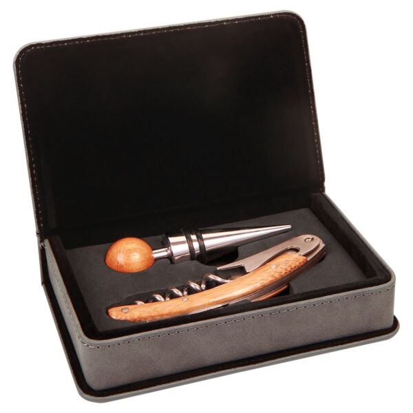 Laserable Leatherette 2-Piece Wine Tool Set Thumbnail