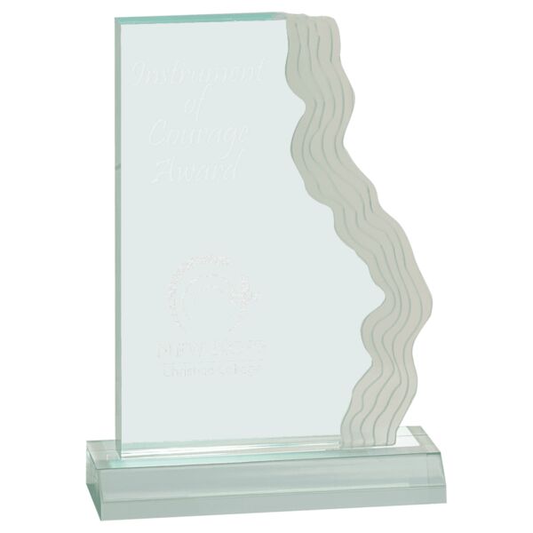 6 1/2" x 9" Jade Frosted Waterfall Edge Acrylic with 7 1/2" Base Thumbnail