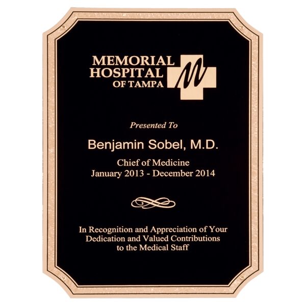 7" x 10" Textured LaserFX Plate with Notched Corners, Florentine Border and Four Holes Thumbnail