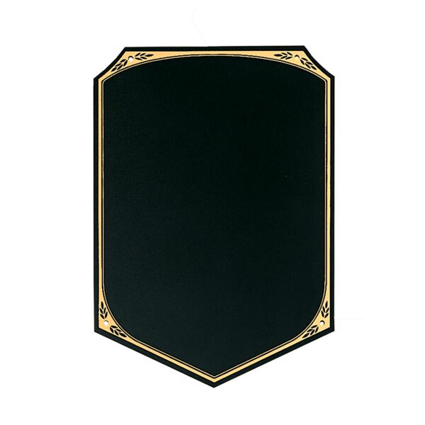 6" x 8 5/8" Laserable Brass Plate with Pointed Bottom, Leaf Design Florentine Border and Four Holes (Fits P1647) Thumbnail