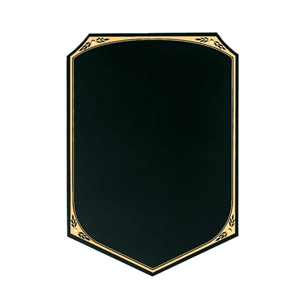 9" x 13" Brass Plate with Pointed Bottom, Leaf Florentine Border and Four Holes (Fits P16149) Thumbnail
