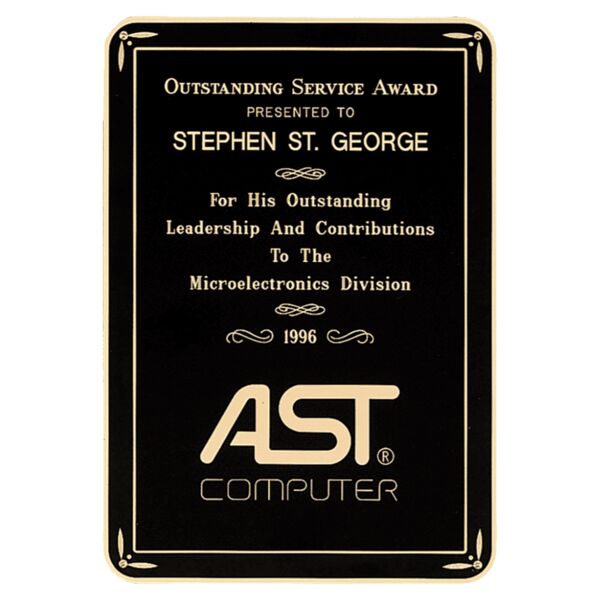 6" x 8 1/2" Laser Engravable Brass Plated Steel Plate with Gloss Design Border and Four Holes Thumbnail