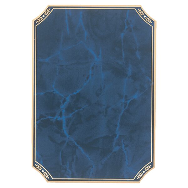 5 1/4" x 6 1/4" Airflyte Brass Plated Steel Sapphire Marble Clipped Corner Plate with Border Thumbnail