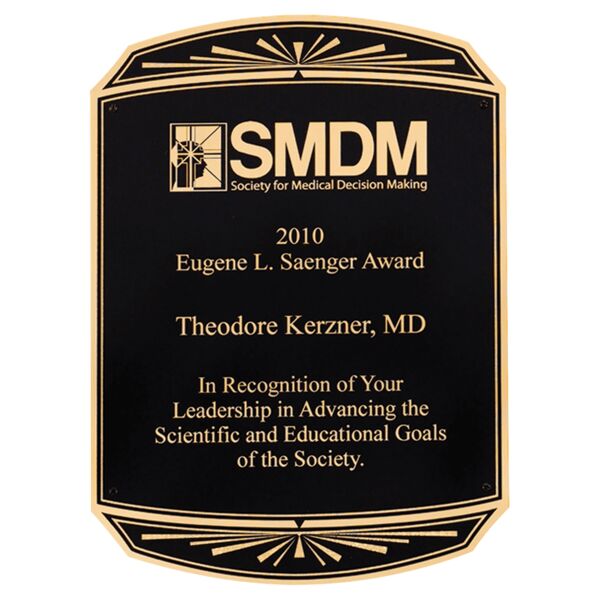 6" x 8 1/2" Laserable Brass Plated Steel Plate with Notched Corners and Rounded Top and Bottom with Starburst Design Thumbnail