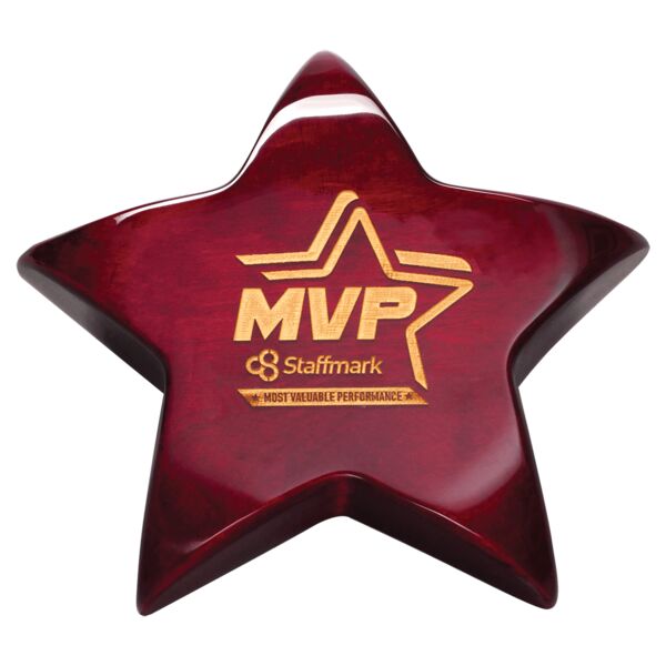 5 3/8" x 5 3/8" Piano Finish Star Paperweight with Felt Bottom Thumbnail