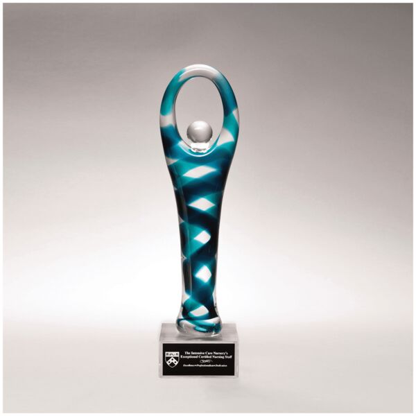 12 1/4" Victory Art Glass on Glass Base with Laserable Aluminum Plate Thumbnail