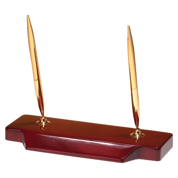 3 3/4" x 9" Double -Tone Pen Set on Piano Finish Base/No Plate Thumbnail